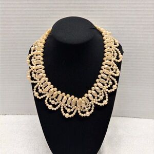 Vintage Multi-Strand Faux Pearl Statement Collar Choker Necklace